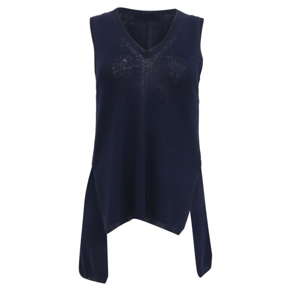 Proenza Schouler White Label Heyde Back Slit Sweater in Navy Blue Linen